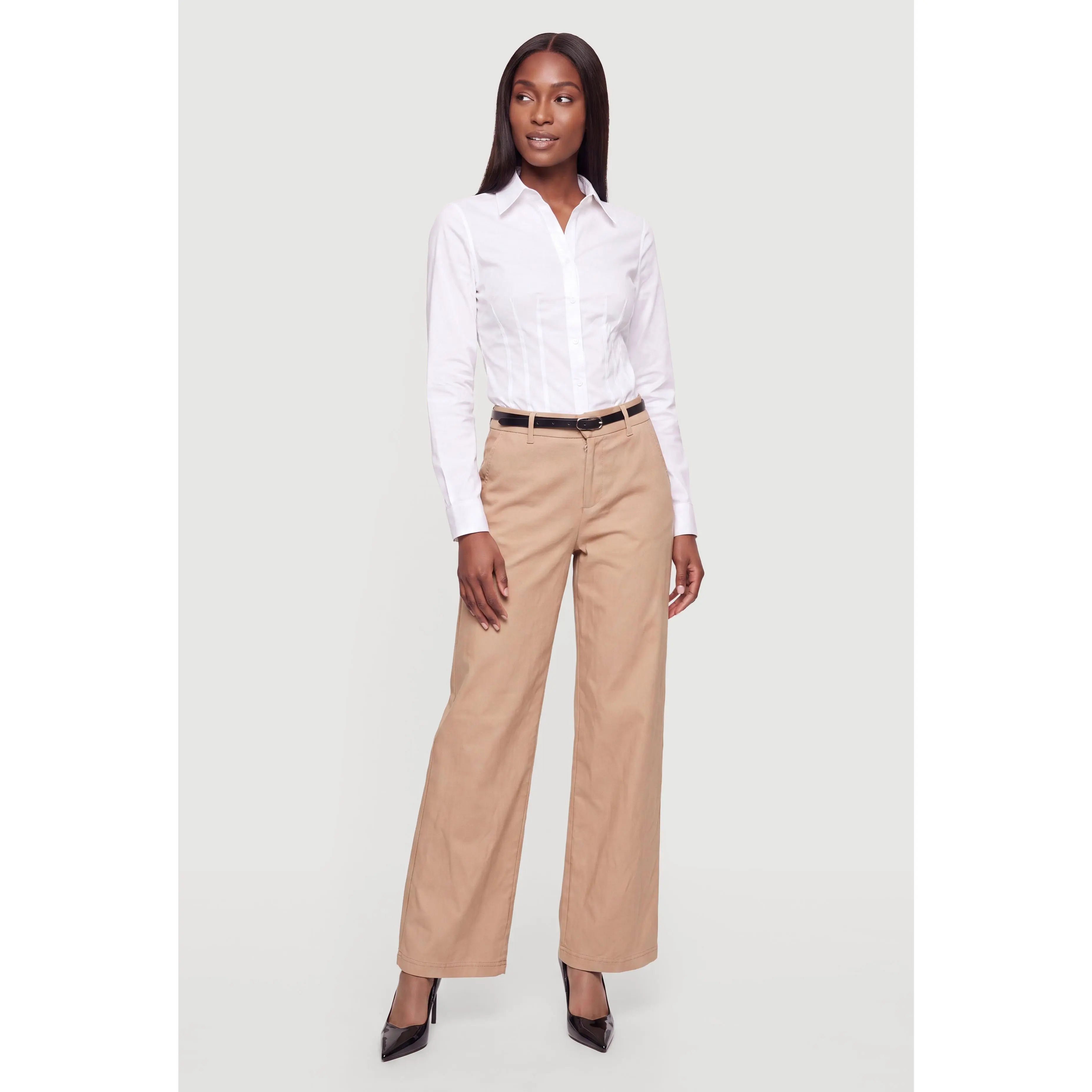 Wide Leg Belted Trouser Pants
