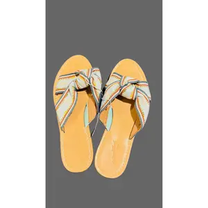 Women's Universal Thread Melody Knotted Slide Sandals, Teal Shoe, Size 7 Footwear