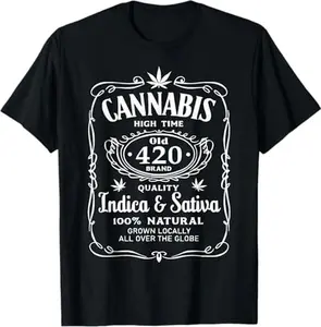Cannabis High Time Old 420 Quality Indica & Sativa Weed T-Shirt