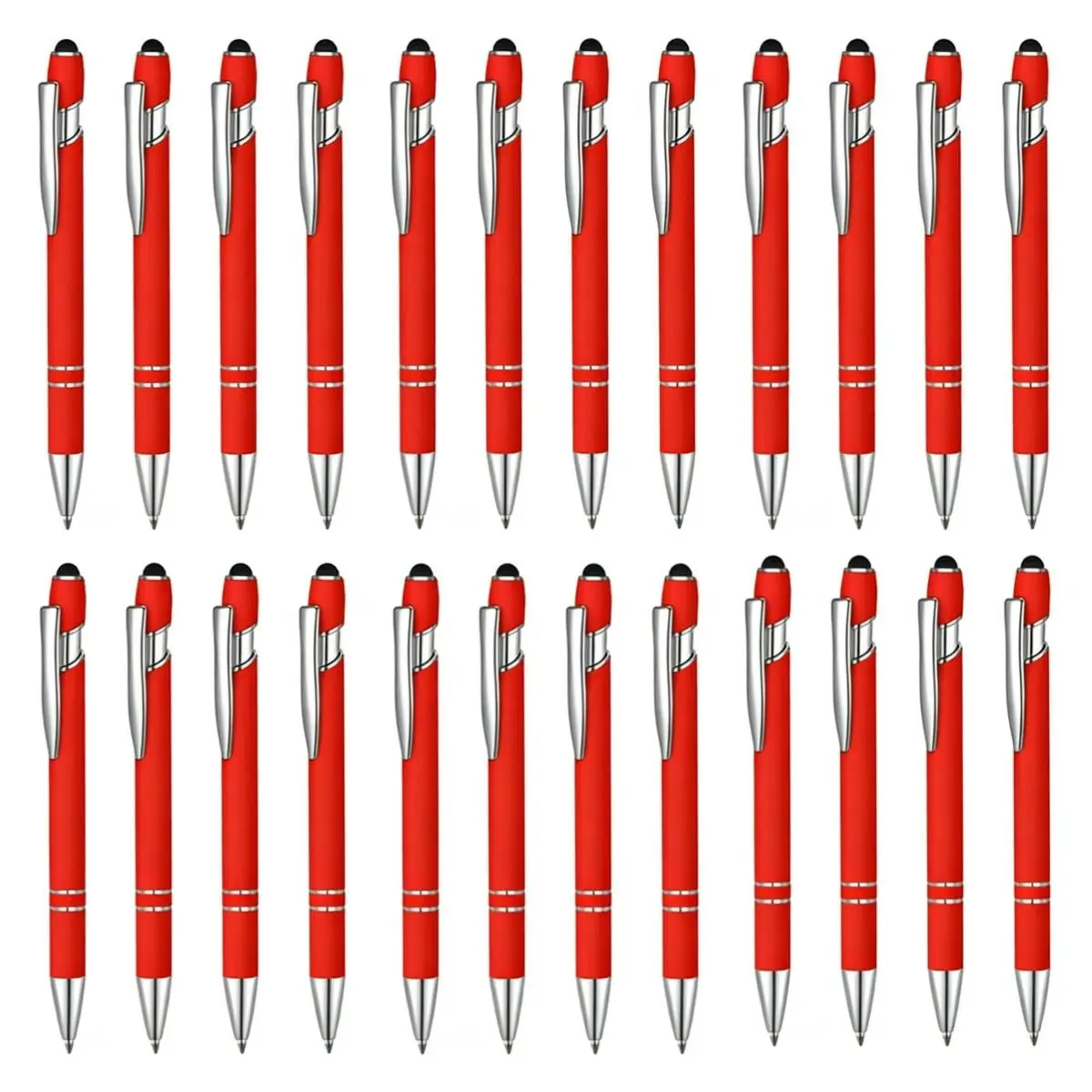 24/12 Pcs Ballpoint Pen Set with Stylus Tip 1.0 mm Metal Pens for Touch Screens 2 in 1 Black Ink Pens Ideal for Office Family Friends Christmas Party Gifts Hand Tools Kits Summervibes