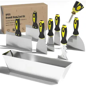 8 count Drywall Tools, drywall  set, drywall tool kit includes taping , putty , joint , and a mud pan, for Wall Work, espatulas para construccion