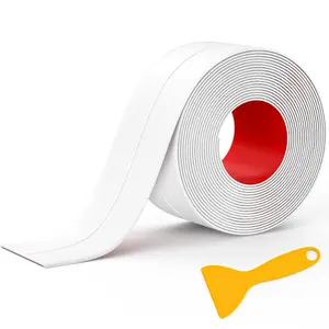 Caulk Tape Waterproof Self Adhesive, 1 Roll White Caulking Sealant Strip for Kitchen, Countertop, Bathroom, Bathtub, Toilet, Shower, Floor Wall Edge Protector with Sealing Tool (1.5" x 10.5Ft)