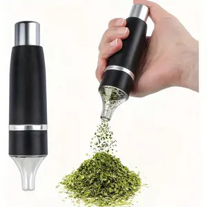Manually press the aluminum alloy grinding device. It can be disassembled for cleaning. Suitable for grinding spices, seasonings, tea leaves. Kitchen multi-functional pepper grinder, black pepper and sea salt food grinding bottle.