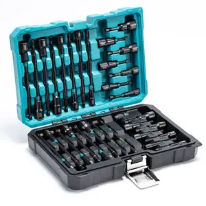【Fathersdaygift】LIBRATON 31PCS Magnetic Nut Driver Set,fathersdaygift,  1/4" Impact Drill Driver Bit Set, Long Nut Drivers 6INCH, Metric & SAE Nut Drivers for Impact Drill, Socket Set, Impact to Hex Converter, PH1, PH2, Storage Box fathersdaygift