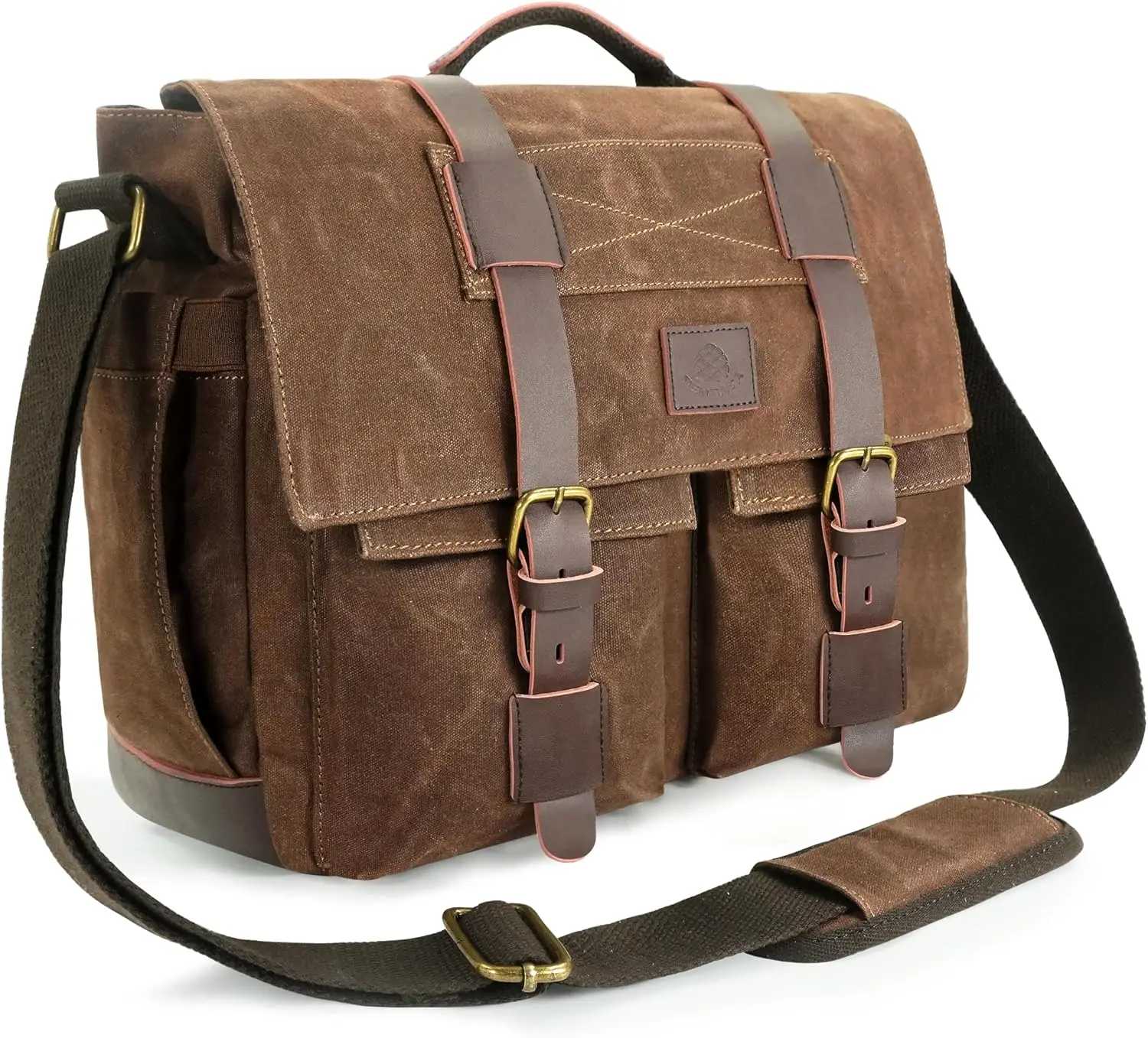 Waxed Canvas Water-resistant Vintage Messenger Bag for Men 14-15.6 Inch Laptop Bag Waterproof Durable Briefcase Work Travel school Commuting corporate tactical essentials Shoulder Crossbody Bag summer Magnetic Lock Large capacity Father's Day Gift