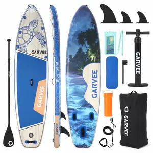 [FLASH SALE] Garvee 11' Inflatable Stand‑Up Water Board — 11' x 33" x 6", 500 lb Capacity, Complete Kit with Adjustable Paddle, Hand Inflator (Gauge), 360° Camera Mount & Carry Backpack