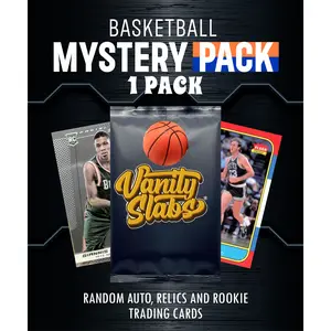 Vanity Slabs Basketball Foil Mystery Pack 1 Pack Random Auto Relics and Rookie Trading Cards with Premium Card Loader and Guitar Pick