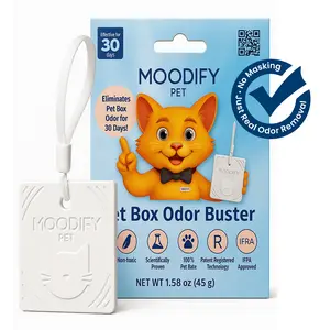Moodify Pet Cat Litter Odor and Pet Odor Eliminator For Home – Hangable Odor Absorber with Patented ScentScreen Tech – Cat Scent Eliminator, Lasts Up To 30 Days, Safe for Pets & Kids - Pack of 1