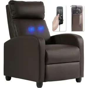 BestMassage |   Recliner Chair |   with 2 Point Massage Function |   Pu Brown |   with Lumbar Support, Adjustable Push Back, Footrest & Padded Seat |   Easy Assembly |   for Living Room, Home Theatre