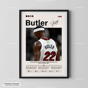 [Sport Decor - Sale Up To 40%] [Unframe] Jimmy Butler Basketball Poster, Miami Basketball Star Wall Art Print, Professional Sports Decor, Florida Athlete Artwork, Gift for Basketball Enthusiasts