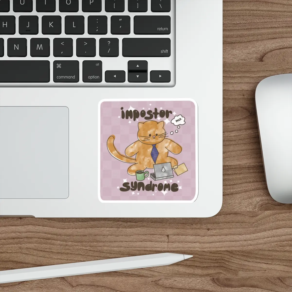 Impostor Syndrome Die-Cut Stickers | Cute Cat Design, Motivational Gifts, Laptop Decal, Office Decor, Work Humor