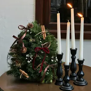 Set of 4 white long tapered candles, 9.84 inches, smokeless and scentless, burns for 5-8 hours, suitable for home decoration, candlelight dinners, party ambiance, festivals, souvenirs, and wedding decoration,  mirabel candle holder