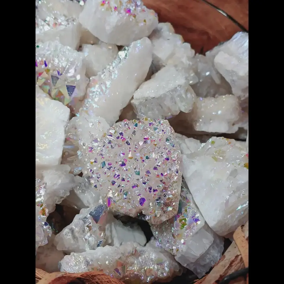 🌈✨ Angel Aura Quartz Chunk – Upliftment, Clarity and Harmony (Intuitive Pick) 🤍