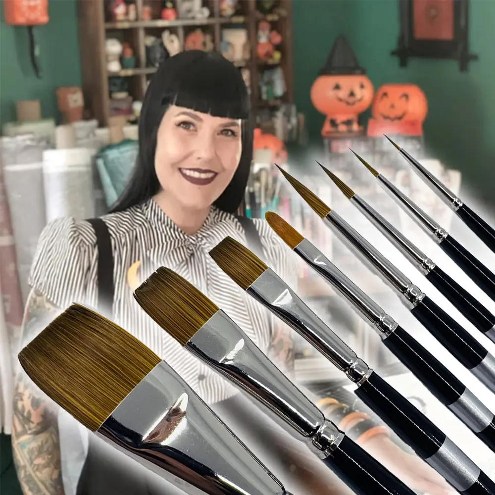 Set Kuas Gouache Stephanie Buscema 8-Piece oleh Trekell - Kuas Sintetis Premium untuk Seni Halus