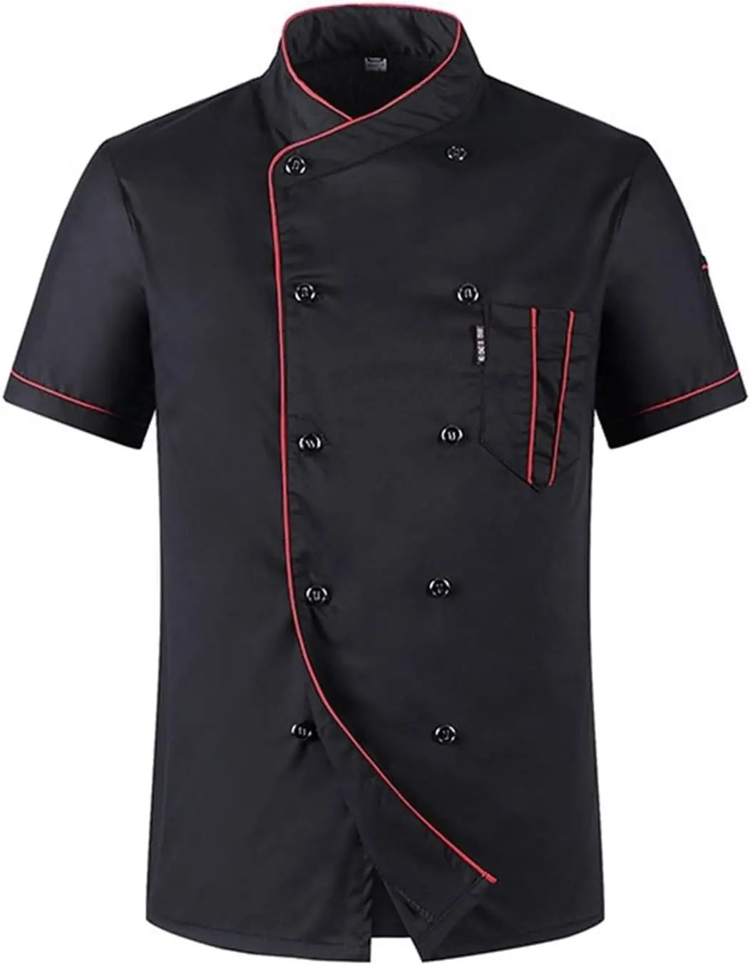 Men's Chef Coat Uniform Short Sleeve Cook Jacket Restaurant Kitchen Work Breathable Clothes