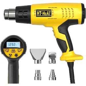 LCD Heat Gun with5 Preset odes, Long Lifespan HeavyDuty Hot Air Gun Adjustable 122°F1292°F & Memory Setting for CraftsShrink Wrapping