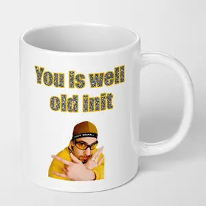 This mug’s broken English has me dying! That chaotic “You is well old imit” grammar— I’d spit out my drink laughing with this mug😂