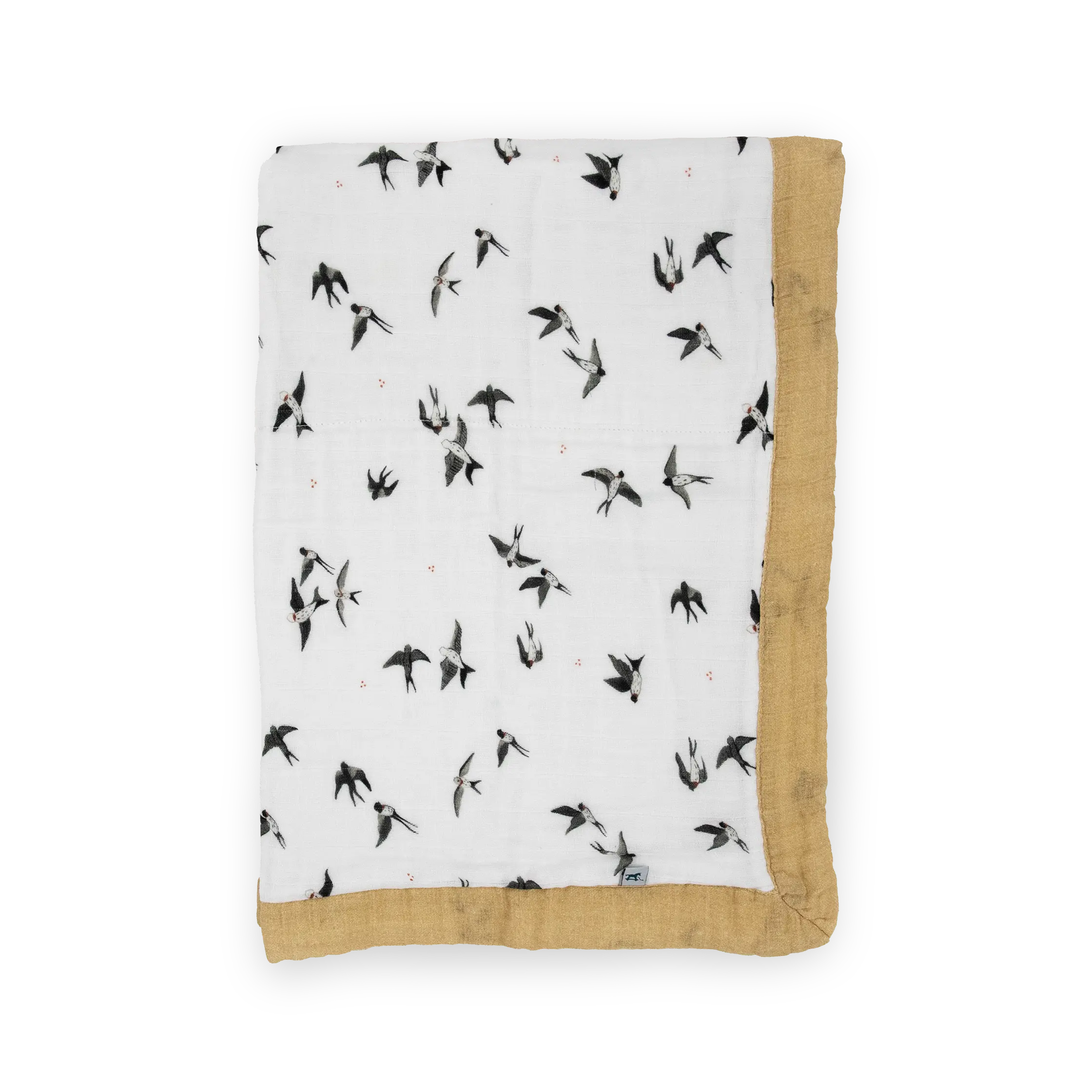 Organic Cotton Muslin Baby Quilt - Swallows