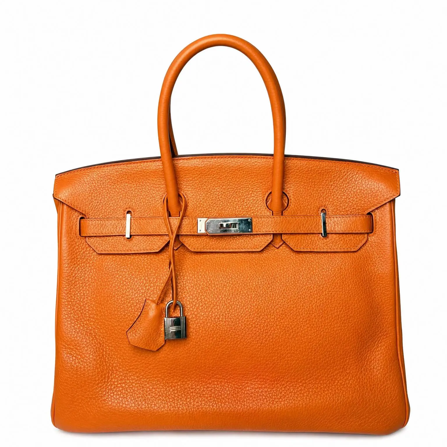Pre-owned HERMÈS X Top Handle Bags Togo Leather Birkin 40 Handle Bags Handbags Orange 2606300015