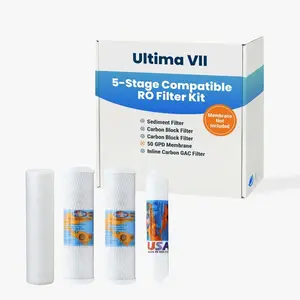 Ultima VII Compatible 5-Stage RO Filter Kit - Annual Replacement Filters for Ultima 7 Reverse Osmosis System - RO Membrane Not Included - Change Every 6 to 12 Months
