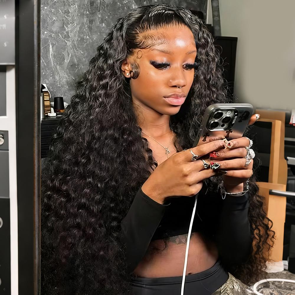 Bling Hair Deep Wave Wig 13x6 HD Lace Frontal Wigs Brazilian Deep Wave Curly Human Hair Wigs For Black Women Preplucked SpringStatements