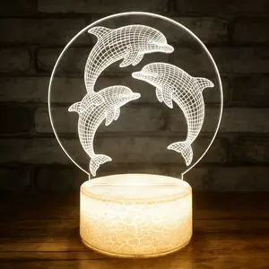 Night Light for Kids Ocean Dolphin 3D Night Light Porpoise Bedside Lamp with Remote Control 16 Color Changing Xmas Halloween Birthday Gift for Child Baby Girl