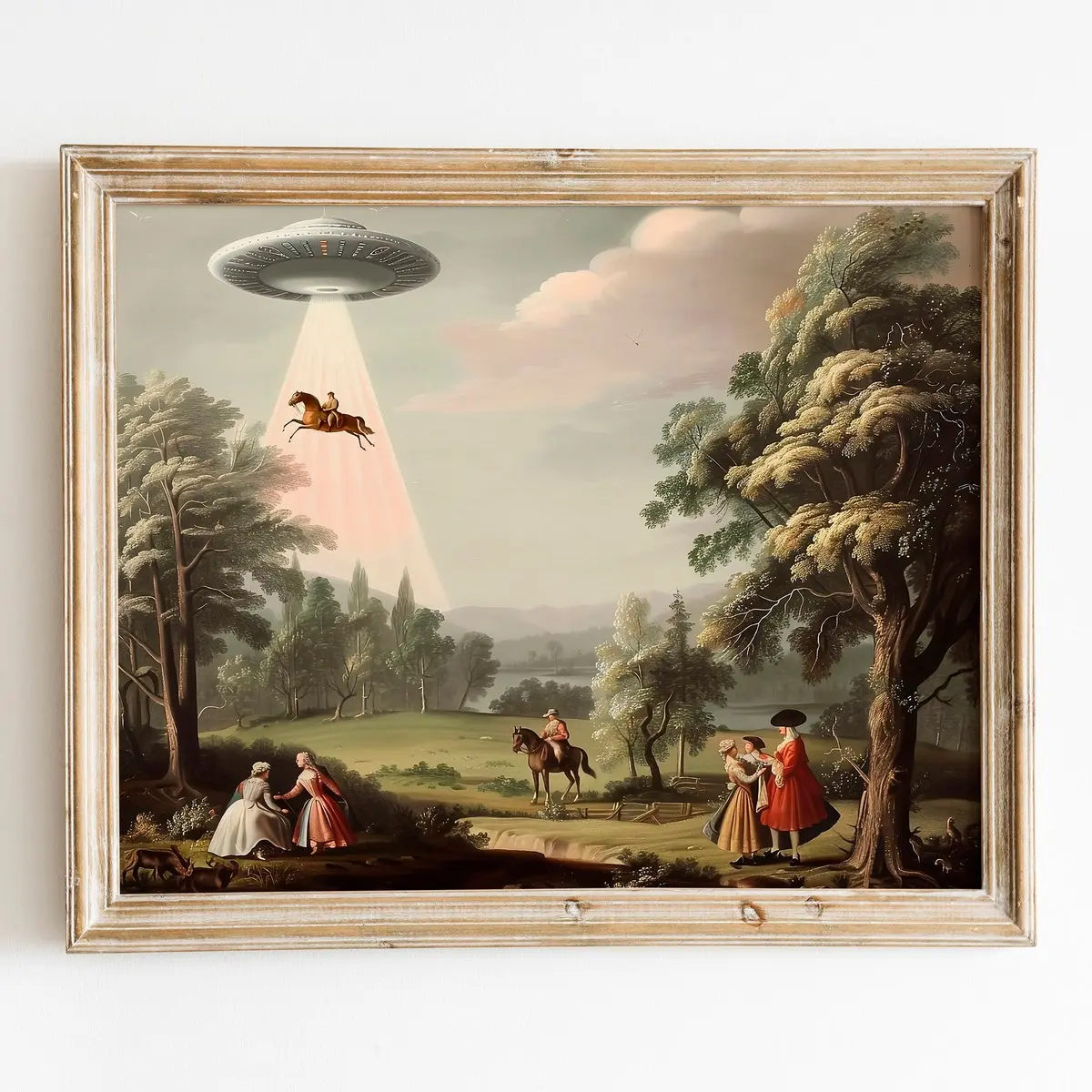 Unframed, Room Decor, Horses, Aliens Decor, Aliens Spaceship Art, Victorian Ufo Print, Ufo Art, Unique Wall Decor, Aliens Print