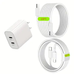 Dual USB-C Charges Fast Charger with 10ft/6ft/3.3ft Cable for Google Pixel 9 Pro XL, 9 Pro, 9 8a 7a 8 Pro 7 6a 6, Type C Charging Block for Samsung Galaxy A15 5G A55 A14 A54 A13 A53 A23 A35 S24 S23 FE S22 S21 Z Flip 6 Z Fold6,Smartphone Cellphone chargers