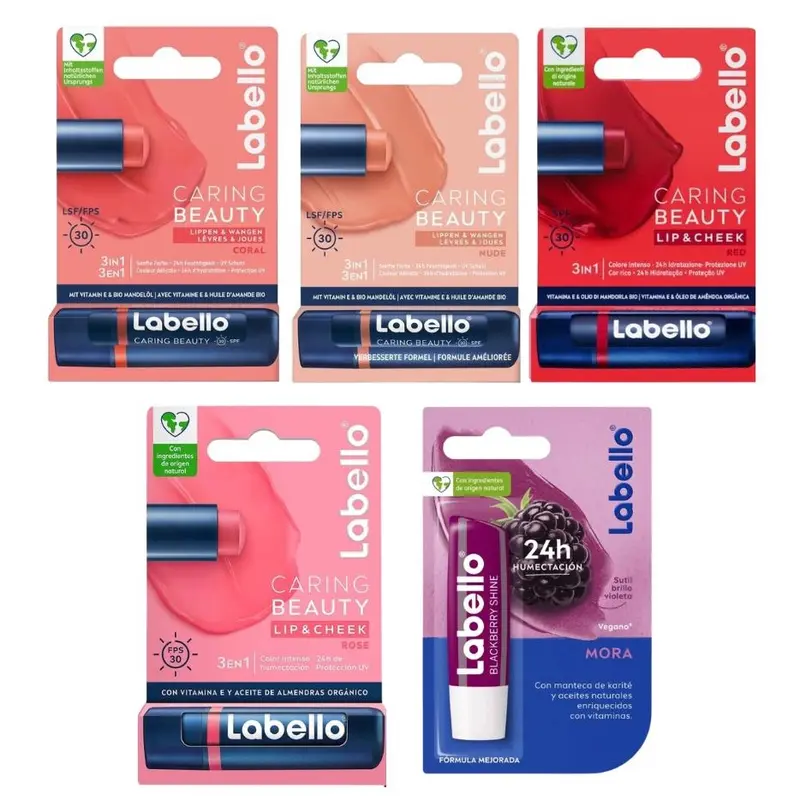 Labello Caring Beauty Moisturizing Lip Balm with Shea Butter Almond Oil & Vitamin E Hydrating Nourishing Formula for Soft Smooth Lips