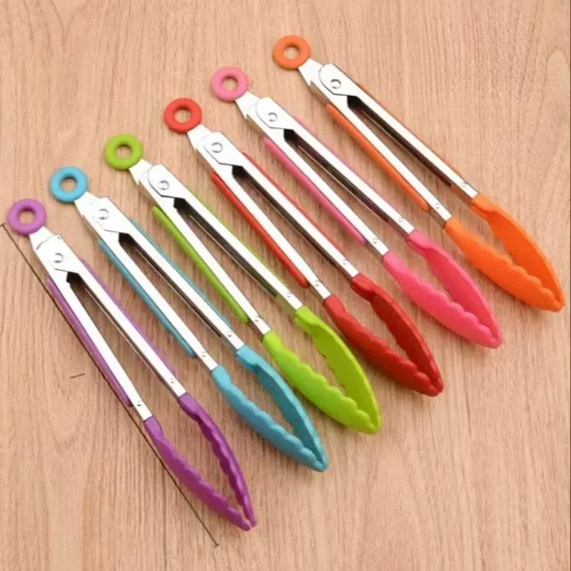 Silicone Food Tongs, 1 Count Multifunctional Stainless Steel Food Tongs, Anti-scald Grill Tongs, Steak Tongs, Salad Tongs, Kitchen Utensils, Kitchen Utensils Gadgets, Kitchen Cooking Accessories, Kitchen Tools And Gadgets, Durable Kitchenware