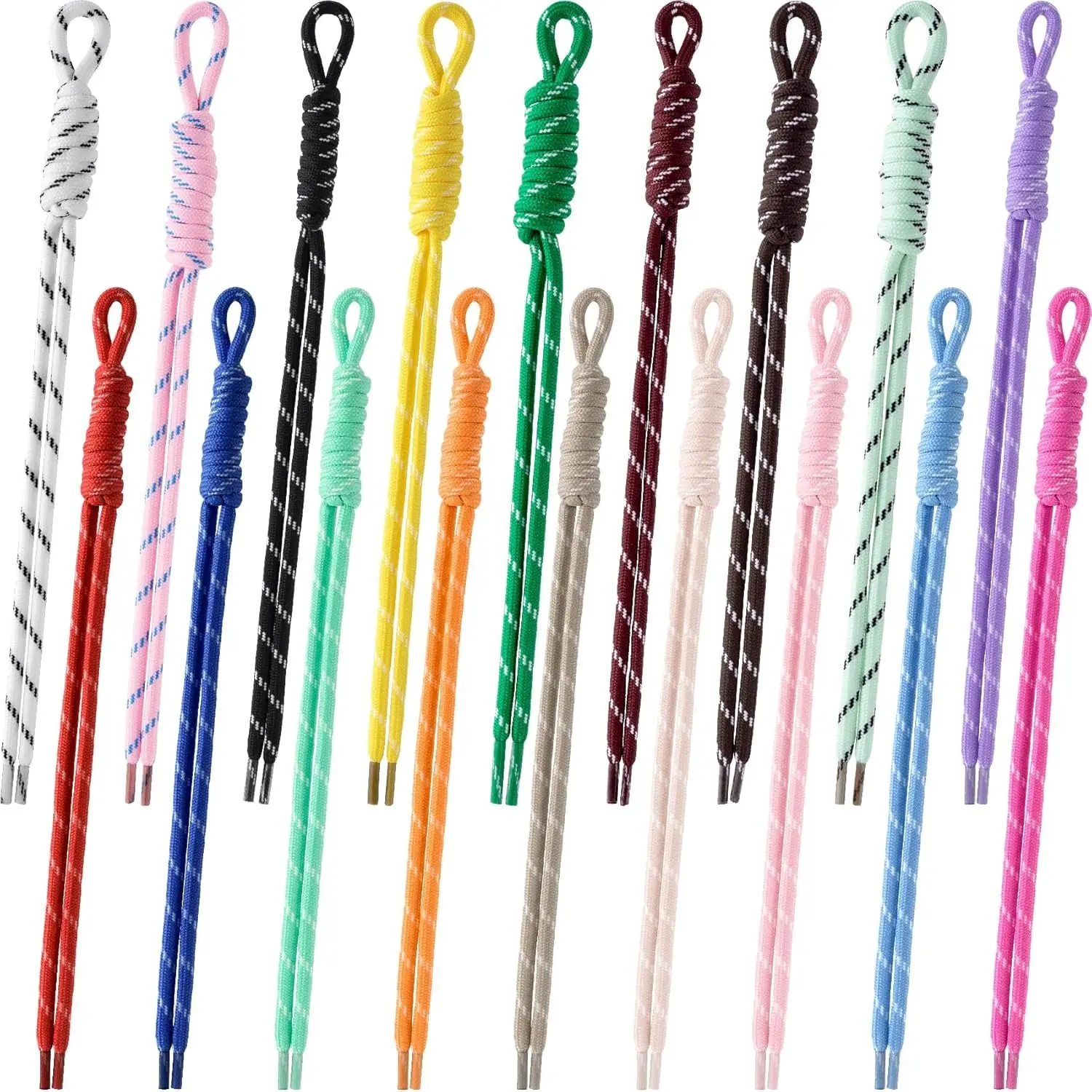 18 Pcs Rope Keychain Bag Charms Paracord Braided Cord For Purse Handmade Key Chain Backpack Handbag Decoration Accessories Colorful