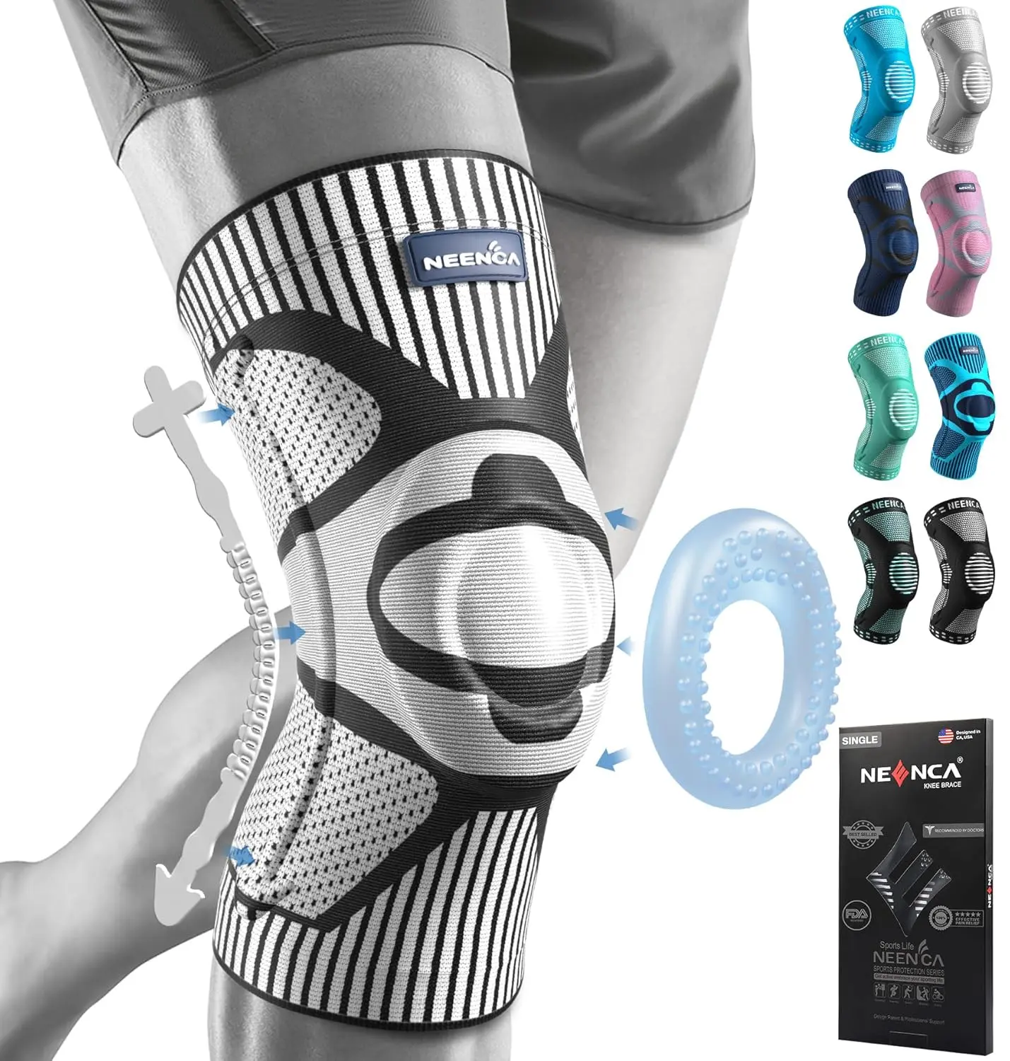 [NEENCA] workout sport Knee Brace for Knee Pain Relief, Medical Knee Support with Patella Pad & Side Stabilizers, Compression Knee Sleeve for Meniscus Tear, ACL, Arthritis, Joint Pain, Runner, Sport- FSA/HSA APPROVED summerwins