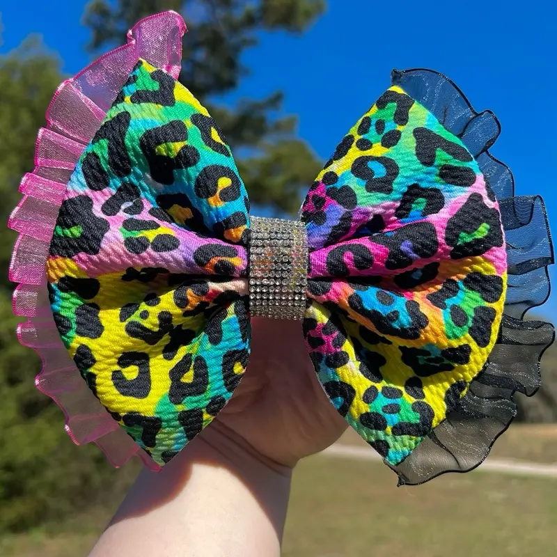 6” Rainbow Leopard Print Boujee Bow
