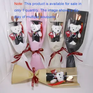 Graduation Bear Bouquet, Single Cartoon Bear Flower Arrangement, Graduation Gift, Valentine's Day Present, Classmate Souvenir