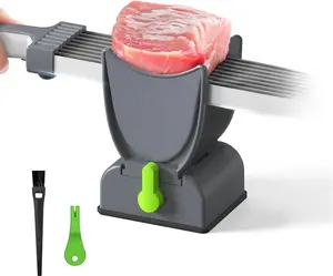 Fresh Meat Slicer, Thickness Adjustable Stainless Steel Kitchen Cleaver Knife Set, Manual Fresh Meat Cutter Jerky Slicer For Beef Pork, Cooking BBQ Hot Pot (Gray)