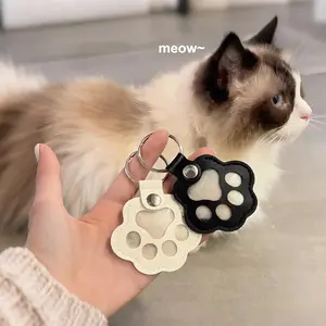 Dog Fur Storage Keychain,Cat Paw Shaped Leather Keychain For Collecting Cat and Dog Hair,Pet Memorial Gifts for Bag Purse Paw Charm Key Holder（Four Pcs,Dark brown&White&Black&Light Brown）