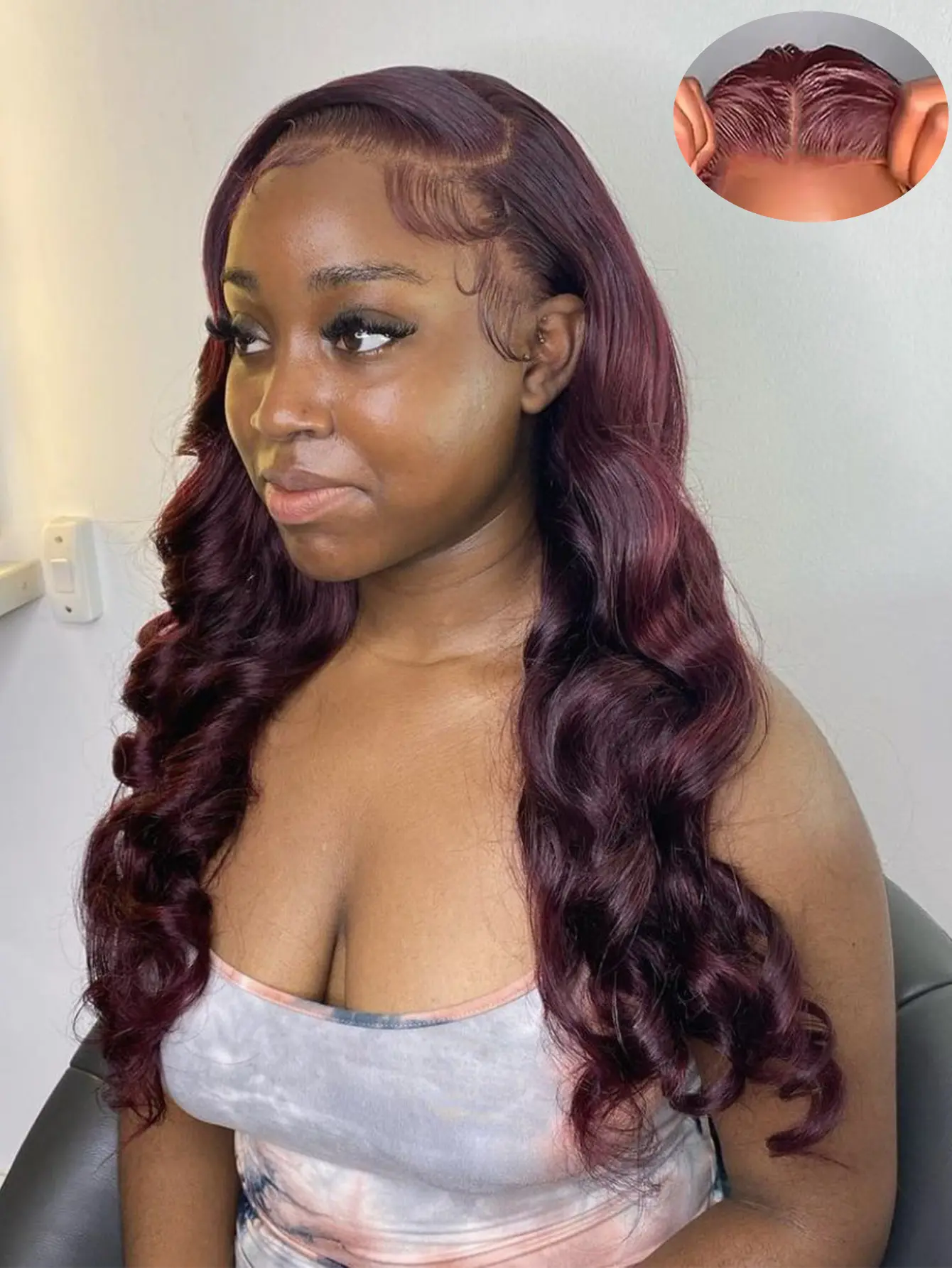 【Blend】99J Burgundy Wig Human Hair Wigs 9X6 Hd Lace Body Wave Lace Front Wigs Pre Plucked Glueless Wear And Go Hd Lace Frontal Human Hair Wigs 13X6 13X4 Colored Cherry Red 34'' Body Wave Lace Front Wigs