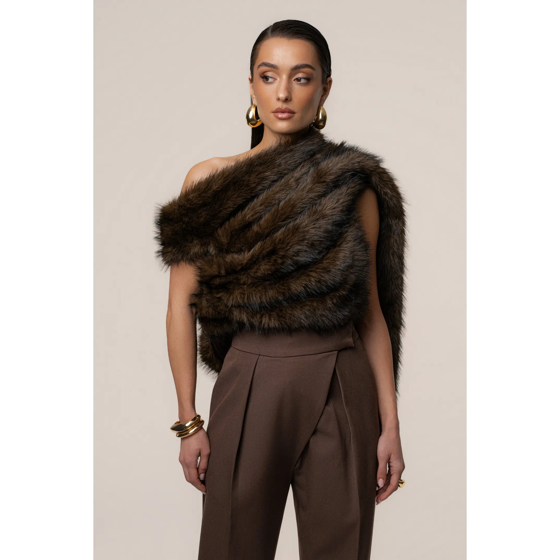 Brown Winter Bliss Faux Fur Wrap
