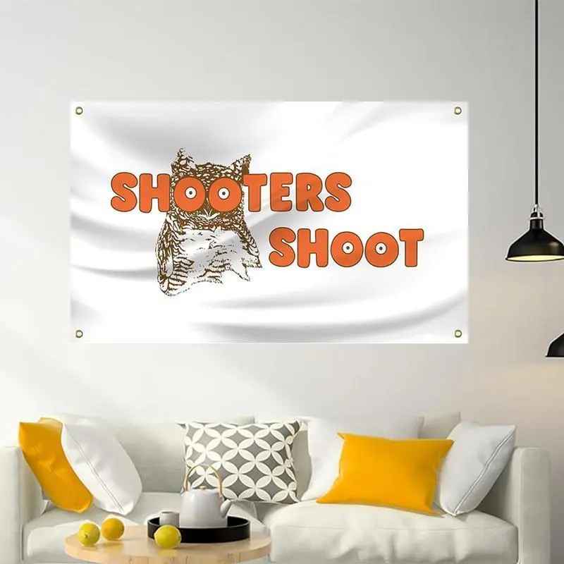 Peach Print Velvet Fabric Tapestry - 3x5 ft Funny Owl Shooters Banner Flag, UV-Resistant, Fade-Proof, Durable, Wrinkle Resistant Decor Accessories for Room Decorations, Decorating My Apartment