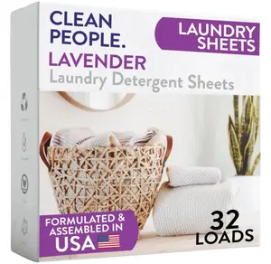 The Clean People Laundry Detergent Sheets - Laundry Soap - Ultra Concentrated, Recyclable Packaging, Stain Fighting - Lavender, 32 Pack