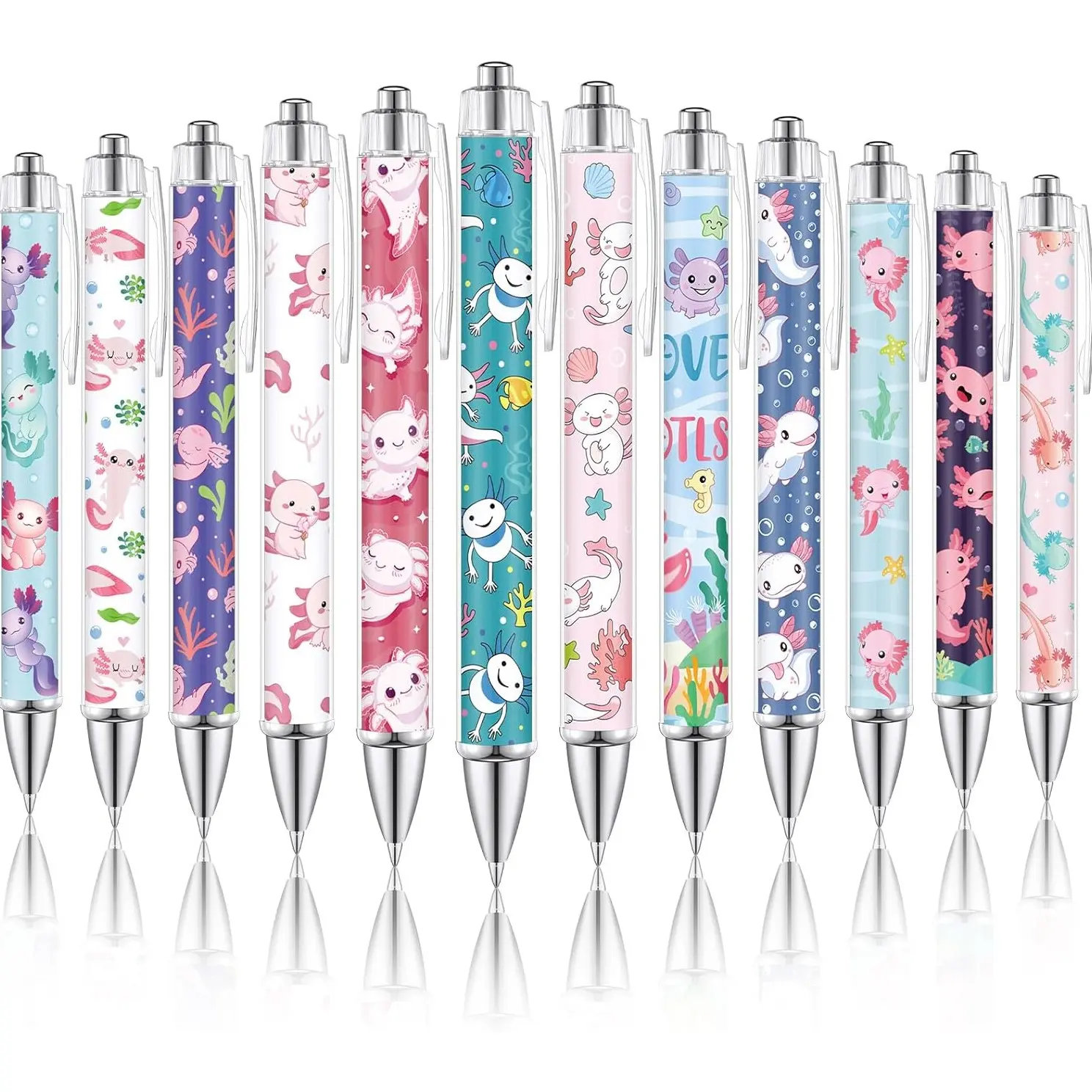 12 Pcs Axolotl Ballpoint Pens, Cute Axolotl Ink, Fine Point Smooth Writing, Aesthetic Office Supplies, Pen Set, Party Favors, Birthday Gifts, Cute Journal Pens, Stationery Office Supplies