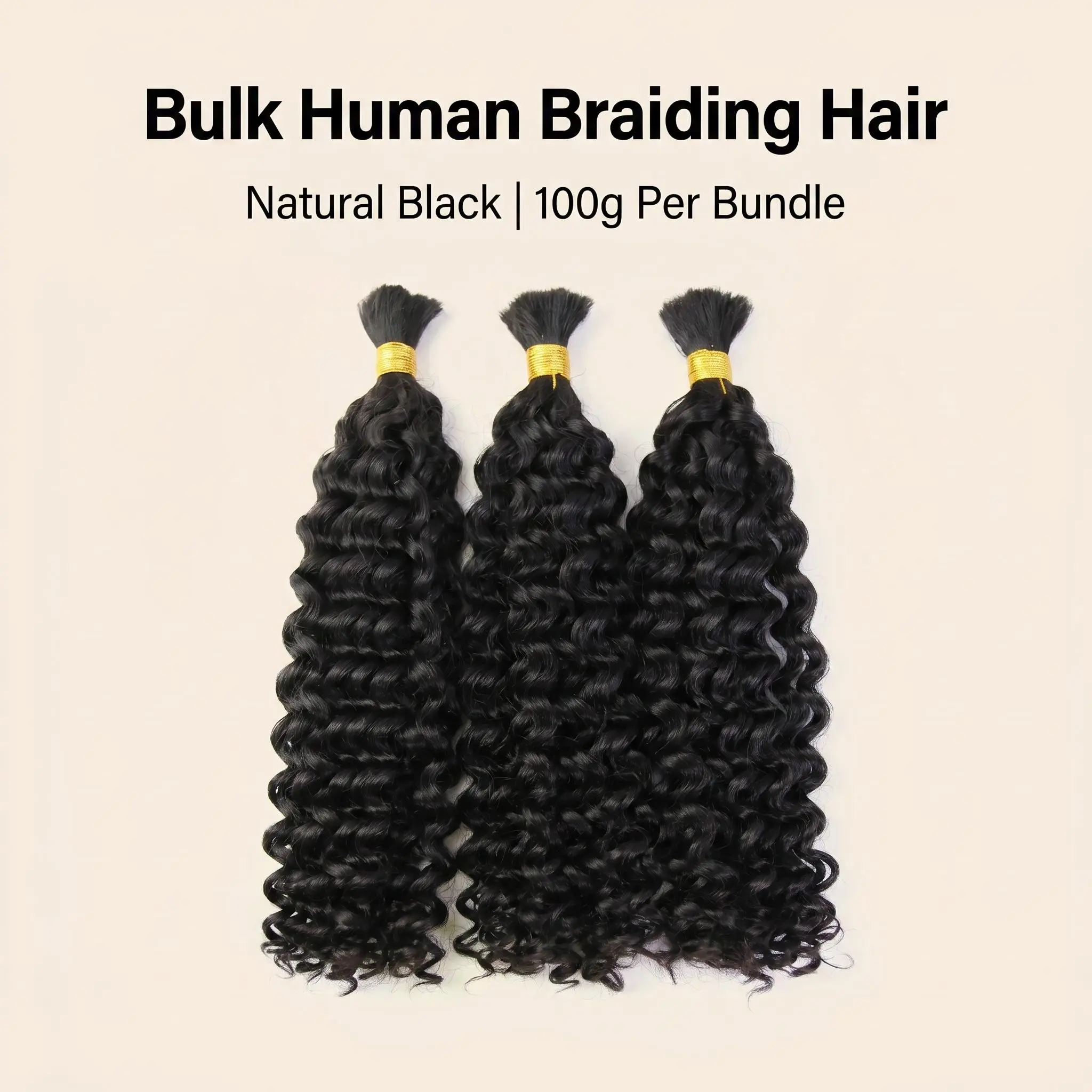 Vanahair-Water Wave Bulk Human Hair for Braiding Natural Color 100% Human Braiding Hair for Boho Braids, Goddess Braids & Knotless Braids