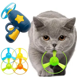 6-Piece Cat Toy Set, Interactive Flying Cat Toys with Glowing Led Spinning Gyroscope, 5 Flying Propellers, Kitten Tracking Toy for Hunting Chasing