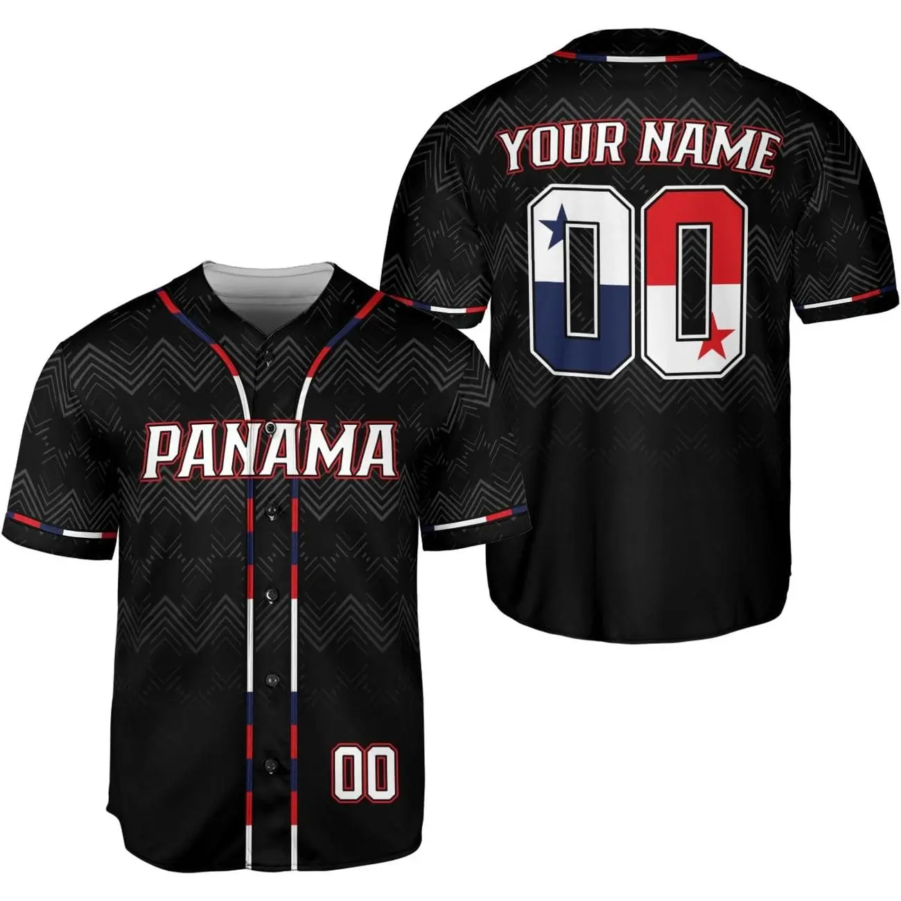 Men's Personalized All-Over Print Panama Flag Baseball Jersey - Loose-Fitting Short-Sleeve Button-Up Polyester Shirt, Breathable, Lightweight, Wrinkle Resistant, Machine Washable, Sizes S-5XL, Unisex Professional Sports Top