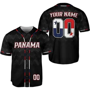 Personalized Panama Baseball Jersey Camisa Shirt Panamanian Flag Jersey for Men and Women T 100% Polyester Lightweight Breathable Button-Up Front Unisex S-5XL