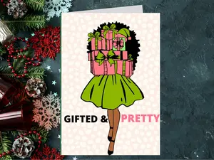 Personalized Gifts African American Greeting Cards 5.5" x 8.5" w/ Envelope | Custom Message | Black Holiday Cards | Christmas Gifts