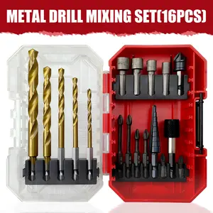 16PCS Twist Drill Bit Set, High Hardness Drill Bits for Metal & Stainless Steel, Includes Socket Impact Bit Adapter Kit, Tool