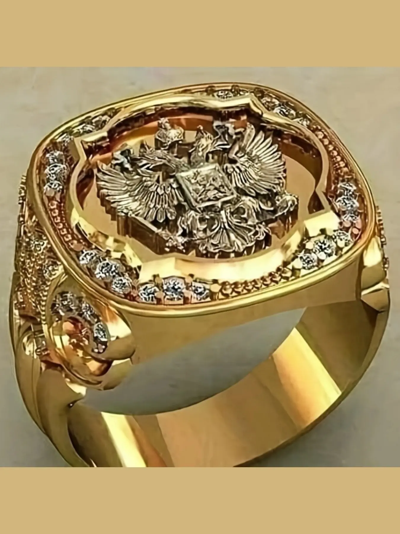 Men's Fashion Ring, Artificial Zircon Ring, Elegant Luxury Ethnic Pattern Design, Perfect Gift for Weddings Engagements Parties, Unique Jewelry Accessory, Wedding Rings