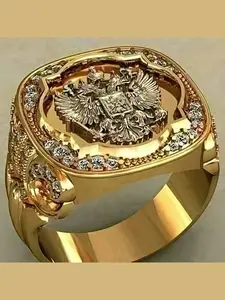 Men's Fashion Ring, Elegant Luxury Ethnic Pattern Design, Perfect Gift for Weddings Engagements Parties, Unique Jewelry Accessory, Wedding Rings