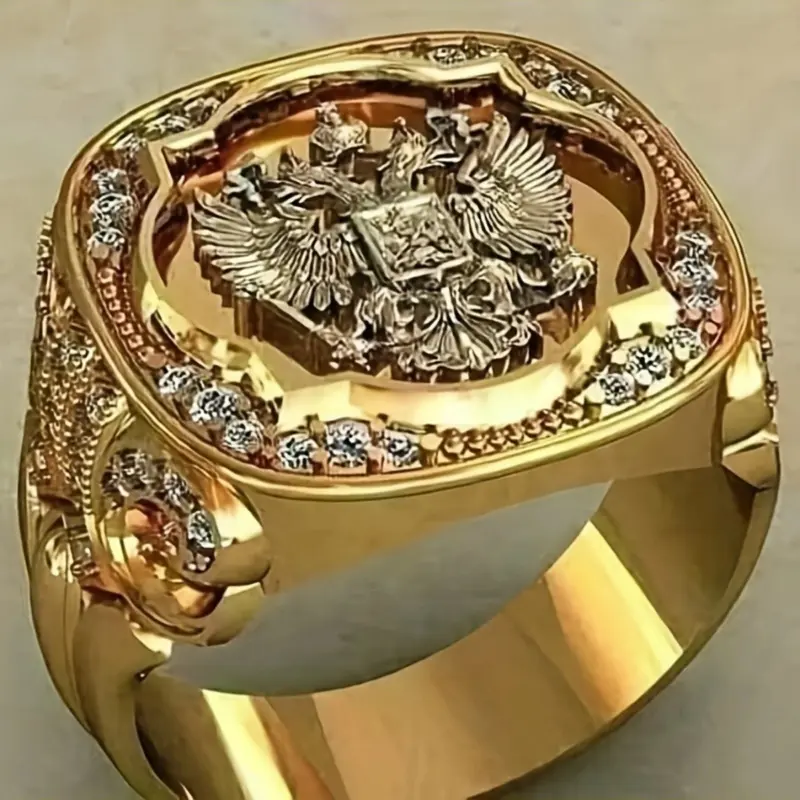 Men's Fashion Ring, Artificial Zircon Ring, Elegant Luxury Ethnic Pattern Design, Perfect Gift for Weddings Engagements Parties, Unique Jewelry Accessory, Wedding Rings